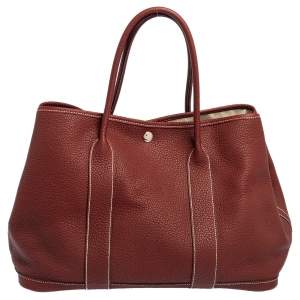 Pre Owned Hermes Rouge H Negonda Leather Garden Party 36 Bag