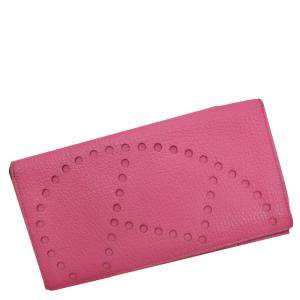Pre Owned Hermes Pink Chevre Leather Evelyn Wallet
