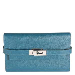 Hermes Blue Epsom Leather Kelly Wallet (2016)