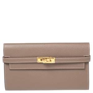 Hermes Etoupe Epsom Leather Classic Kelly Wallet