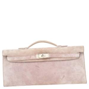 Hermes Glycine Veau Doblis Palladium Finish Kelly Longue Clutch 34
