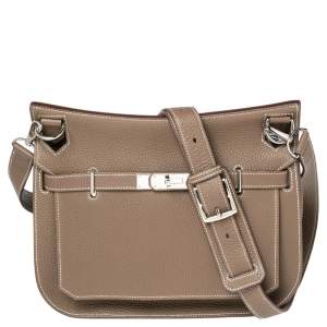 Pre Owned Hermes Etoupe Togo Leather Jypsiere 28 Bag