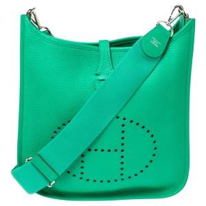 Pre Owned Hermes Bamboo Clemence Leather Evelyne III PM Bag