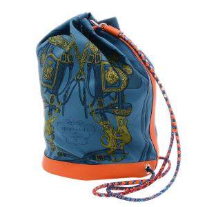 Hermes Blue/Orange Leather Silk Sac Soi Cool 22 Backpack