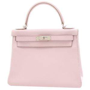 Hermes Pink Swift Leather Palladium Hardware Kelly 28 Bag