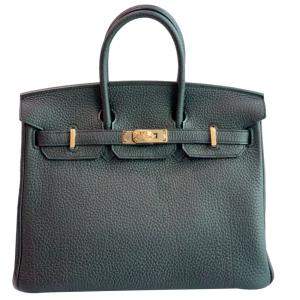 Hermes Black Togo Leather Gold Hardware Birkin 25 Bag