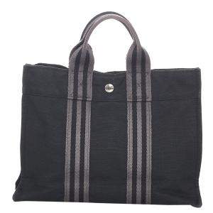 Pre Owned Hermes Black Canvas Fabric Fourre Tout PM Tote Bag 