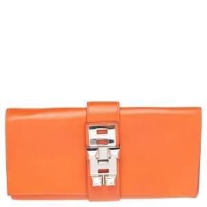 Hermes Orange Box Leather Medor 29 Clutch