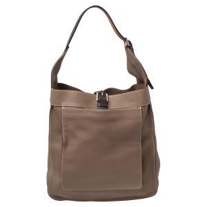 Pre Owned Hermes Etoupe Clemence Leather Palladium Hardware Marwari GM Bag