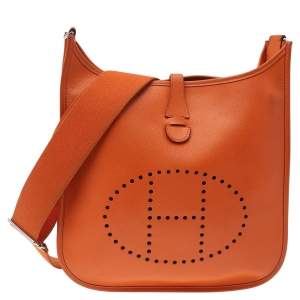 Pre Owned Hermes Feu Epsom Leather Evelyne III PM Bag