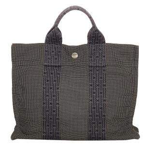 Hermes Grey Canvas Fabric Herline PM Top Handle Bag 