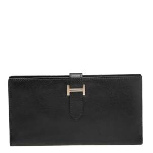Hermès Black Epsom Leather Bearn Gusset Wallet