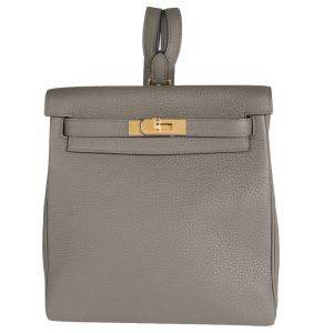 Hermes Etain Clemence Leather Kelly Ado II Backpack