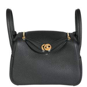Hermes Black Clemence Leather Mini Lindy 20 Shoulder Bag (2021)