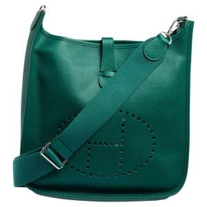 Pre Owned Hermes Vert Bengale Epsom Leather Evelyne III GM Bag