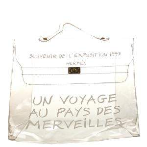 Hermes White Vinyl Kelly Tote Bag