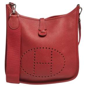 Hermes Rogue Piment Taurillon Clemence Leather Evelyne III PM Bag