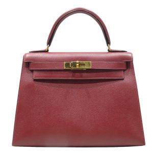 Hermes Red Epsom Leather Gold Hardware Kelly 28 Bag 