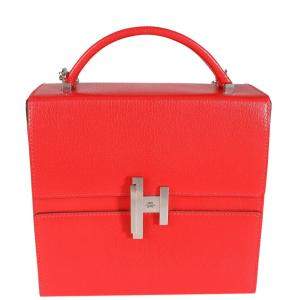 Hermes Red Chevre Leather Cinhetic Boxy Top Handle Bag