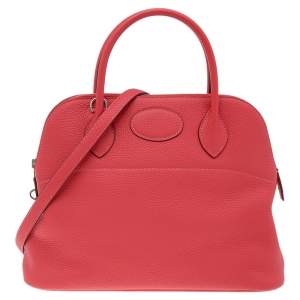 Hermes Rose Jaipur Taurillon Clemence Leather Bolide 31 Bag