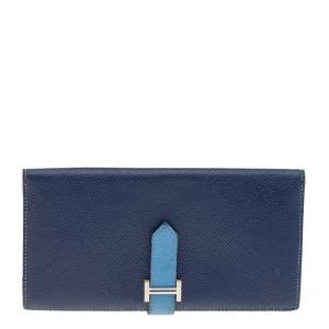Hermés Blue Saphir Epsom Leather Bearn Gusset Wallet