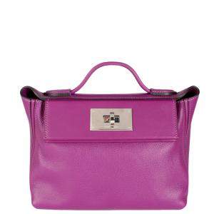 Pre Owned Hermes Purple Swift Leather 24/24 21 Satchel Bag 