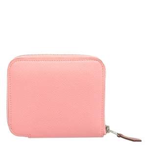 Pre Owned Hermes Rose Confetti Epsom Leather Silk'in Compact Wallet
