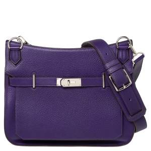 Pre Owned Hermes Anemone Togo Leather Palladium Plated Jypsiere 34 Bag