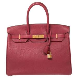 Hermes Tosca Togo Leather Gold Plated Birkin 35 Bag