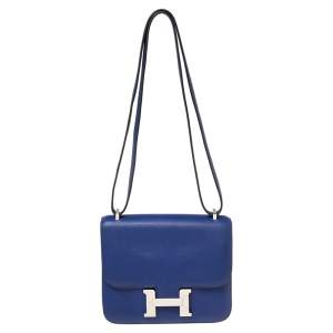 Hermès Bleu Electric Swift Leather Palladium Hardware Constance 18 Bag