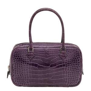 Pre Owned Hermes Amethyst Shiny Alligator Plume Elan 22 Bag