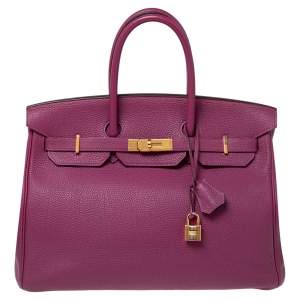 Hermes Tosca Togo Leather Special Order Gold Finished Birkin 35 Bag