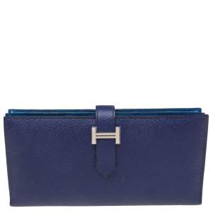 Pre Owned Hermès Bleu Encre Epsom Leather Bearn Wallet