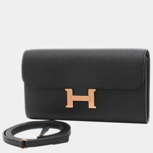Pre Owned Hermes Constance To Go Epson Black Rose Z Engraved Shoulder Bag