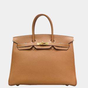 Pre Owned Hermes Birkin 35 handbag gold G metal fittings Togo H engraved
