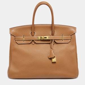 Hermes Gold Togo Leather Gold Finish Birkin 35 Bag