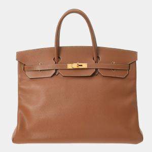 Hermes Brown Courchevel Leather Gold Hardware Birkin 40 Bag