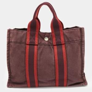 Hermes Burgundy/Red Canvas Fourre Tout PM Bag