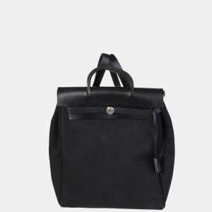 Hermes Black Toile & Vache Hunter Herbag Backpack BPHW