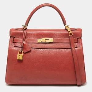 Hermes Sienne Togo Leather Gold Finish Retourne Kelly 32 Bag