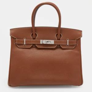 Hermes Gold Epsom Leather Palladium Hardware Birkin 30 Bag