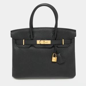 Hermes Black Togo Leather Gold Finish Birkin 30 Bag