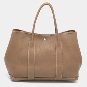 Pre Owned Hermes Etoupe Grey Negonda Leather Garden Party 36 Bag