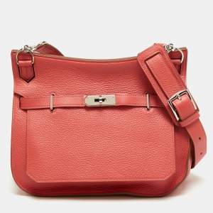 Pre Owned Hermes Rouge Pivoine Togo Leather Jypsiere 28 Bag