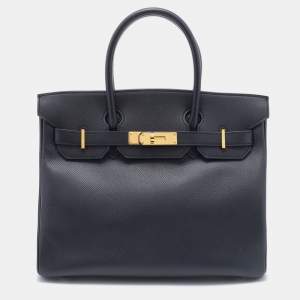 Hermes Black Epsom Leather Gold Finished Birkin 30 Bag