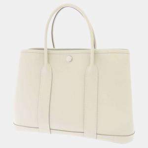 Pre Owned حقيبة يد توتس هيرمس غاردين بارتي پي تي أم جلد إبسوم أبيض