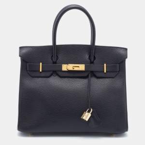 Pre Owned Hermès  Black Togo Leather Gold Hardware Birkin 30 Bag