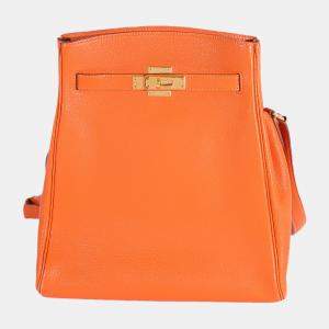 Pre Owned Hermes Orange Togo Kelly Sport PM GHW