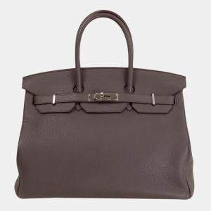 Hermes Grey Veau Togo Leather Palladium Hardware Birkin 35 Bag