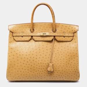 Hermes Natural Ostrich Gold Finish Birkin 40 Bag